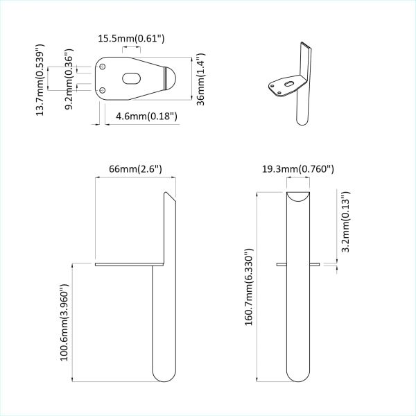 Крака за мебели 2 pcs Черно 66 x 36 x 160 мм Желязо