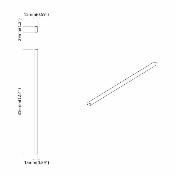 Тръба за дрешник 2 pcs Сребрист 316 x 15 x 29 мм