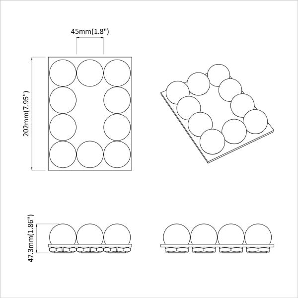 Огледални лампи с LED ленти Бяло 4,5 x 4,5 x 4,7 см Пластмаса