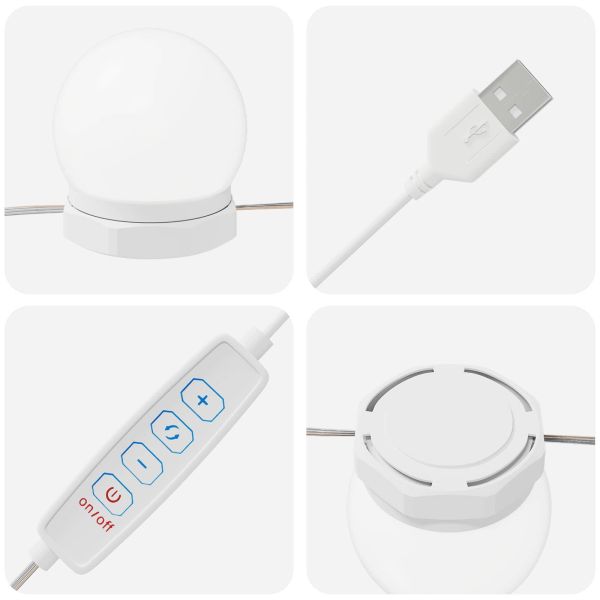 Огледални лампи 12 pcs Бяло 4.5 x 4.5 x 4.8 см Пластмаса