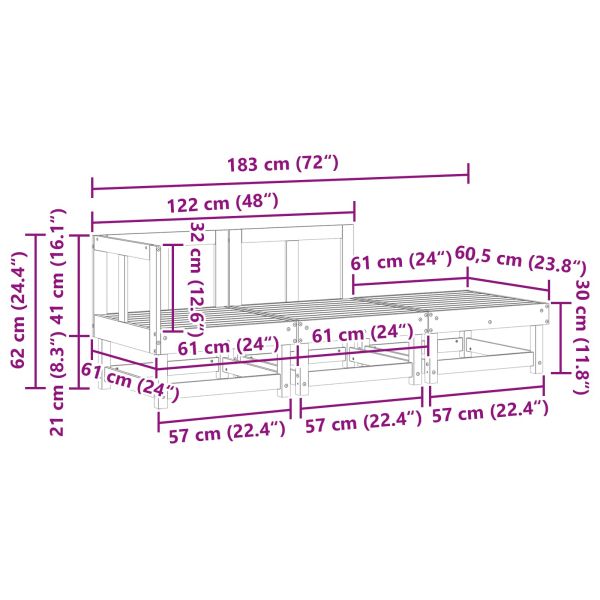 Секционен диван Восъчен Кафяв 183 x 61 x 62 см Масивна боровина