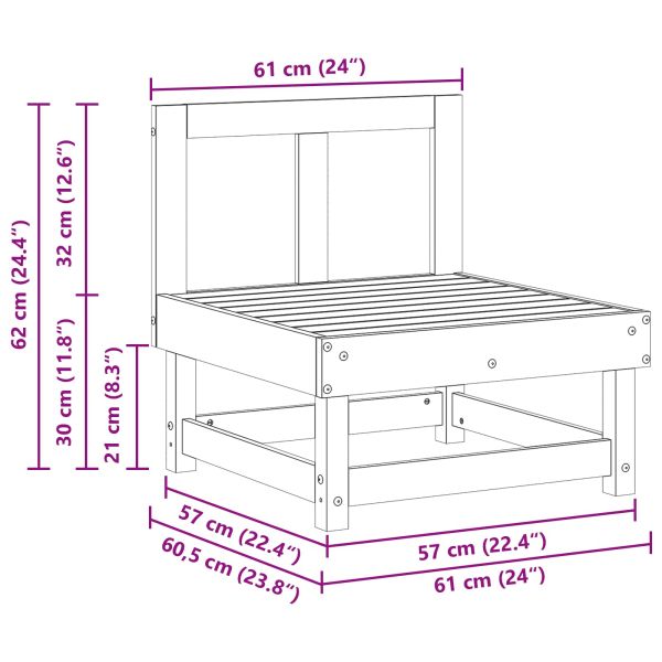Градинен среден диван Масивна боровина Восъчен Кафяв