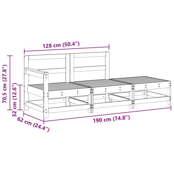 Секционен диван 3 Брой Восъчен Кафяв Масивна боровина