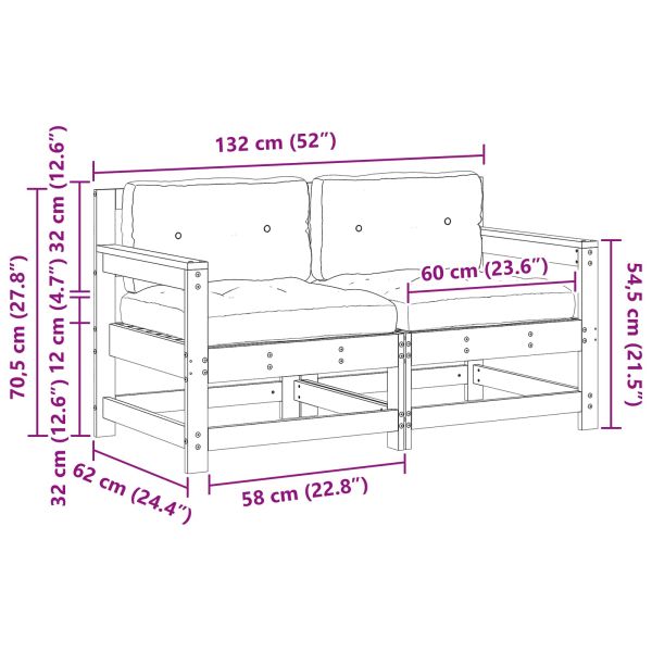 2 Брой Градинен ъглов диван Масивна борова дървесина