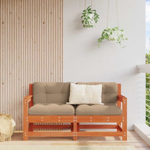 Градинен ъглов диван Масивна боровина Восъчен Кафяв