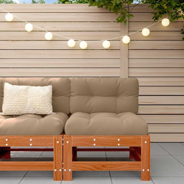 Градинен среден диван Масивна боровина Восъчен Кафяв