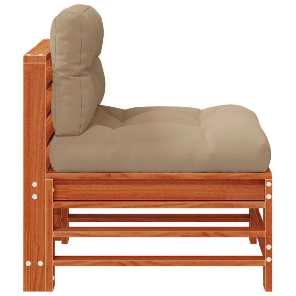 Градинен среден диван Масивна боровина Восъчен Кафяв