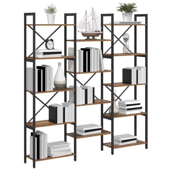 Рафт за книги Старо дърво 156 x 25 x 167 см Инженерно дърво