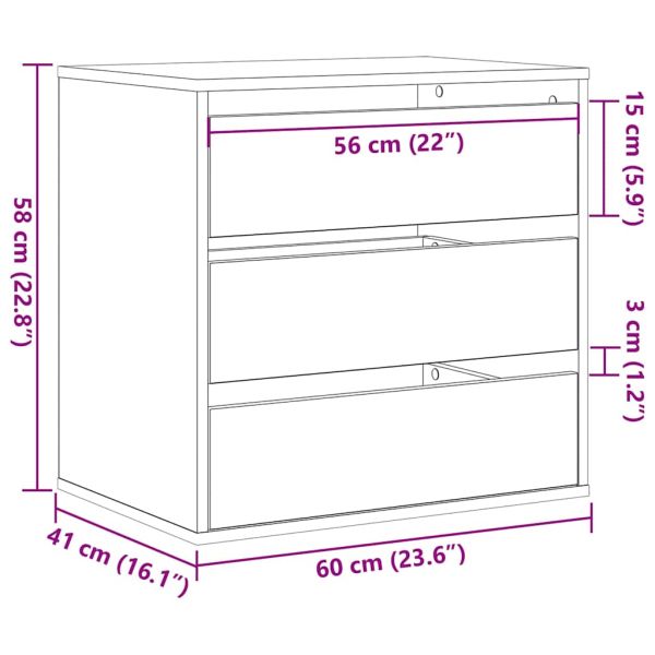 Чекмеджетен шкаф Черно 61 x 41 x 58 см Инженерно дърво
