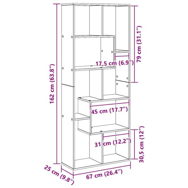 Шкаф за книги Черния дъб 67 x 25 x 162 см Инженерно дърво