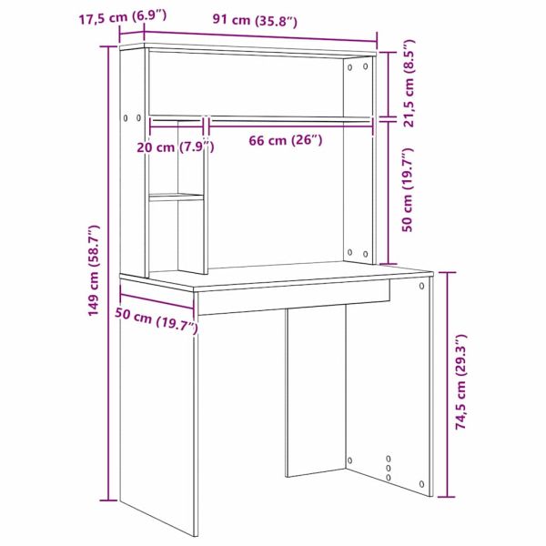 Бюро с рафт Димян дъб 91 x 50 x 149 см Инженерно дърво