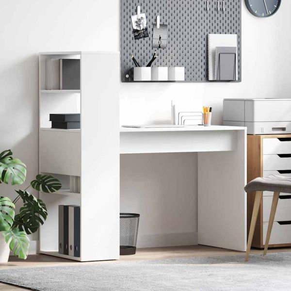 Бюро с рафт Бяло 113 x 54 x 120 см Инженерно дърво