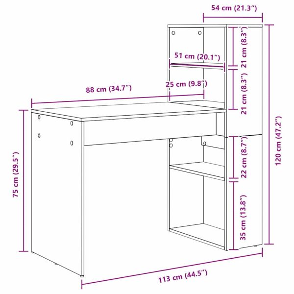 Бюро с рафт Старо дърво 113 x 54 x 120 см Инженерно дърво