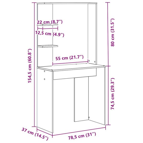 Бюро с рафт Черния дъб 78,5 x 37 x 154,5 см Инженерно дърво