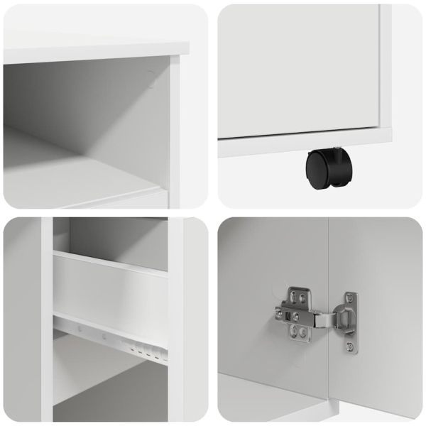 Бюро на колела с чекмедже Бяло 91 x 50 x 77 см Инженерно дърво