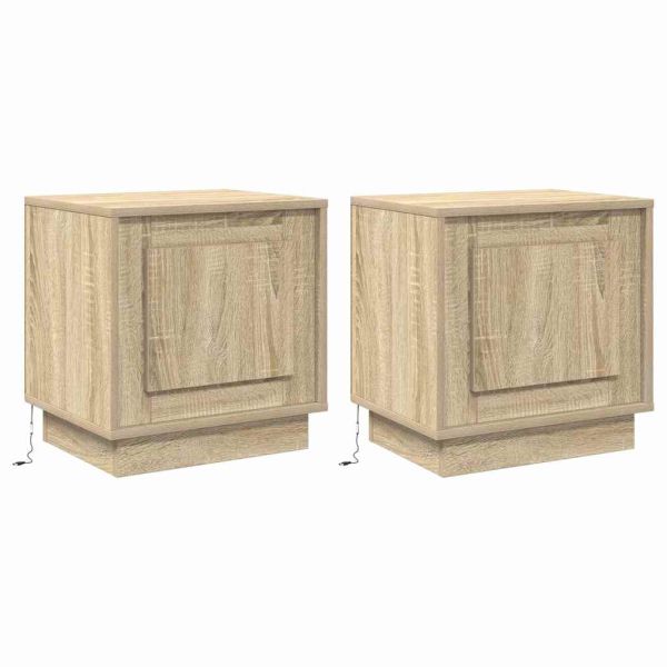 Нощен шкаф 2 pcs Сонома дъб 44 x 34,5 x 45 см Инженерно дърво