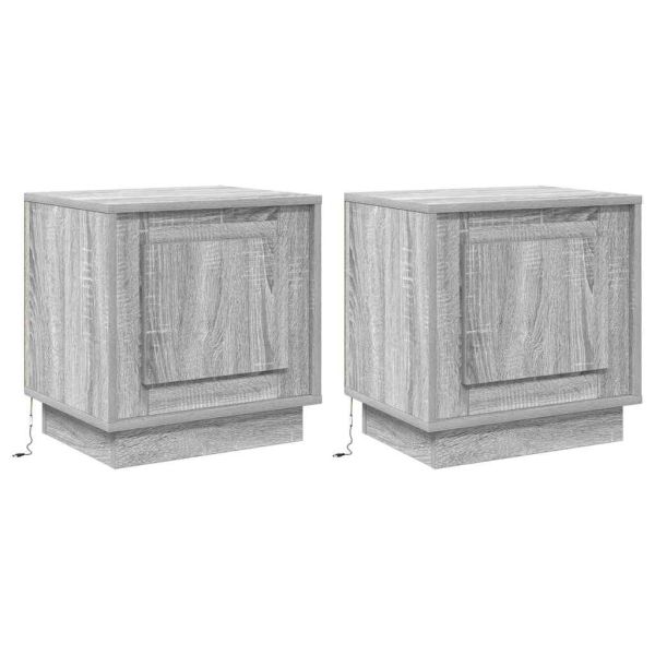 Нощен шкаф 2 pcs Сив 44 x 34,5 x 45 см Инженерно дърво