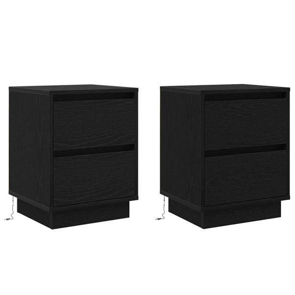 Нощен шкаф 2 pcs Черния дъб 39 x 34,5 x 50 см Инженерно дърво