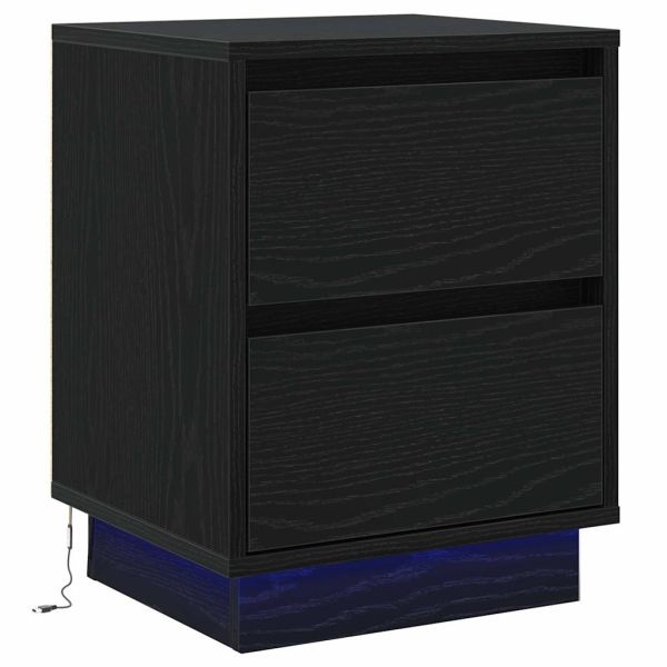 Нощен шкаф 2 pcs Черния дъб 39 x 34,5 x 50 см Инженерно дърво