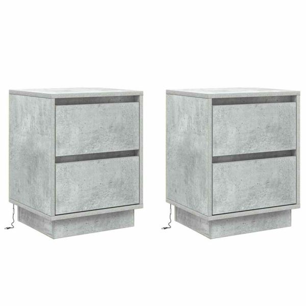 Нощен шкаф с чекмедже 2 pcs Циментено сиво 39 x 34,5 x 50 см