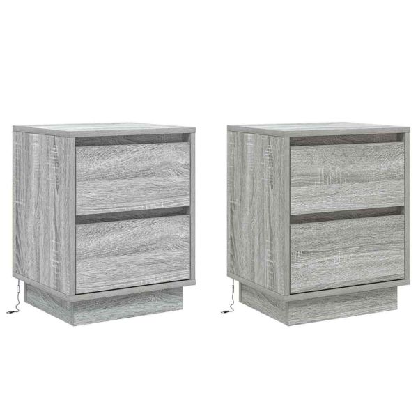 Нощен шкаф 2 pcs Сив 39 x 34,5 x 50 см Инженерно дърво