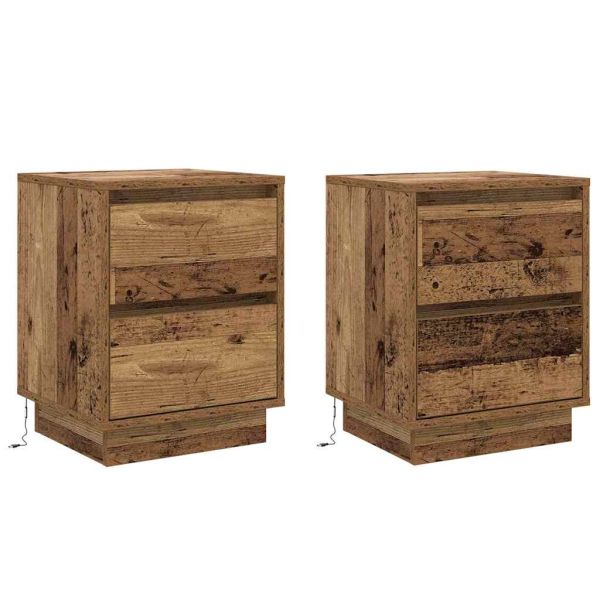 Нощен шкаф 2 pcs Старо дърво 39 x 34,5 x 50 см Инженерно дърво