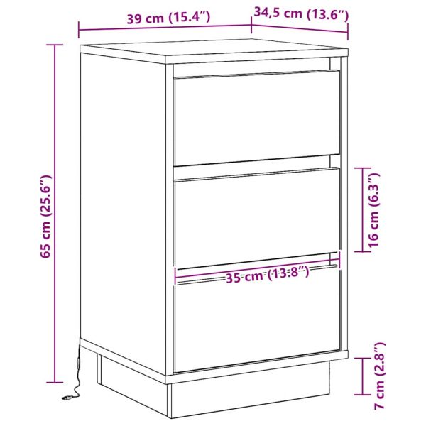 Нощен шкаф Черния дъб 39 x 34,5 x 65 см Инженерно дърво