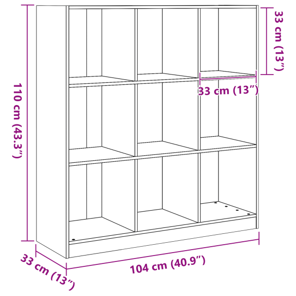Шкаф за книги Кафяво с восъчно покритие 104 x 33 x 110 см