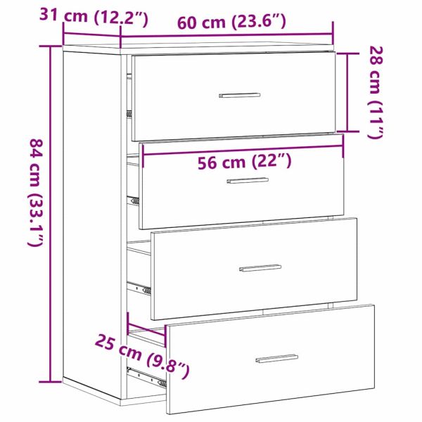 Служебен шкаф Черния дъб 60 x 31 x 84 см Инженерно дърво