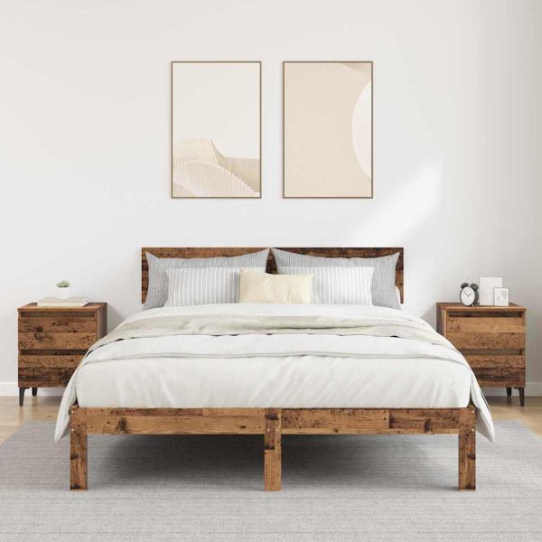 Нощен шкаф 2 pcs Старо дърво 40 x 35 x 50 см Инженерно дърво