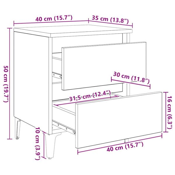 Нощен шкаф дъб артизан 40 x 35 x 50 см Инженерно дърво