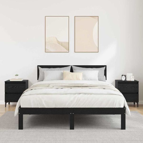 Нощен шкаф 2 pcs Черен дъб 40 x 35 x 50 см Инженерно дърво