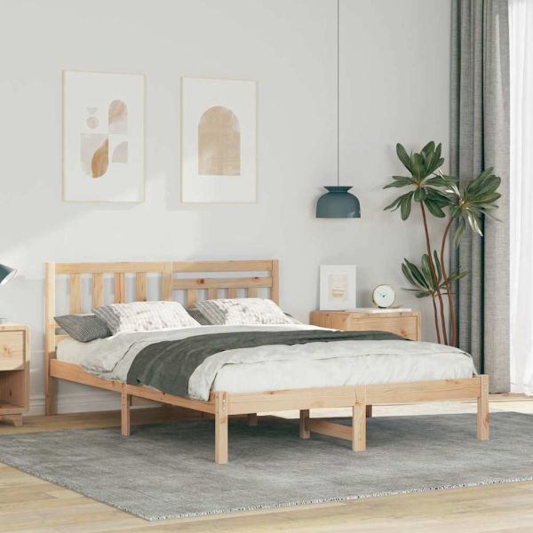 Рамка за легло Кафяво 140 x 190 cm Солидно борово дърво