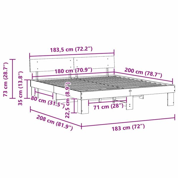 Рамка за легло с таблото Кафяво с восъчно покритие 180 x 200 cm