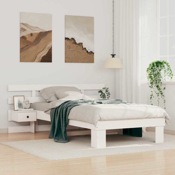 Рамка за легло с таблото Бяло 75 x 190 cm Солидно борово дърво