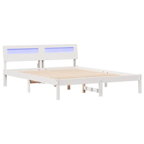 Рамка за легло с таблото Бяло 150 x 200 cm Солидно борово дърво