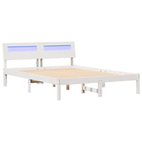 Рамка за легло с таблото Бяло 140 x 190 cm Солидно борово дърво