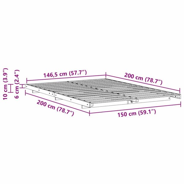 Рамка за легло Кафяво с восъчно покритие 150 x 200 cm