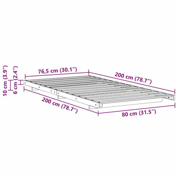 Рамка за легло Кафяво с восъчно покритие 80 x 200 cm