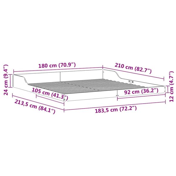 Рамка за легло Кафяво 180 x 210 cm Солидно борово дърво