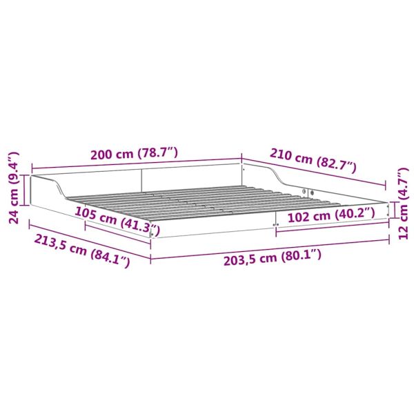 Рамка за легло Кафяво 200 x 210 cm Солидно борово дърво