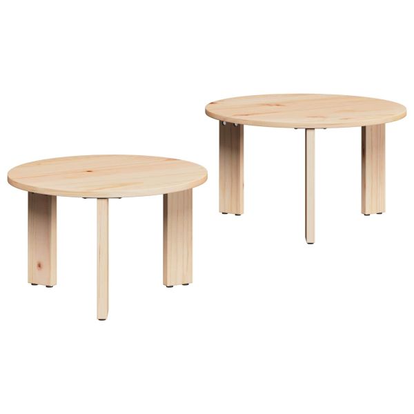 Масичка за кафе 2 pcs Естествен Масивна борова дървесина