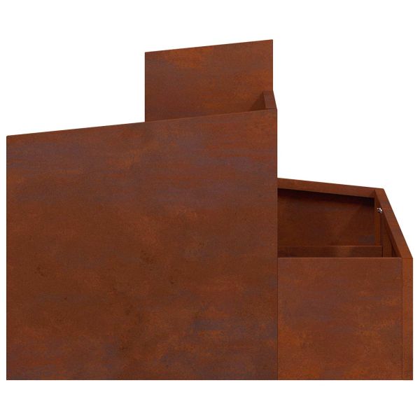 Градинска саксия Кафяво 60 x 60 x 50 см Патинираща стомана