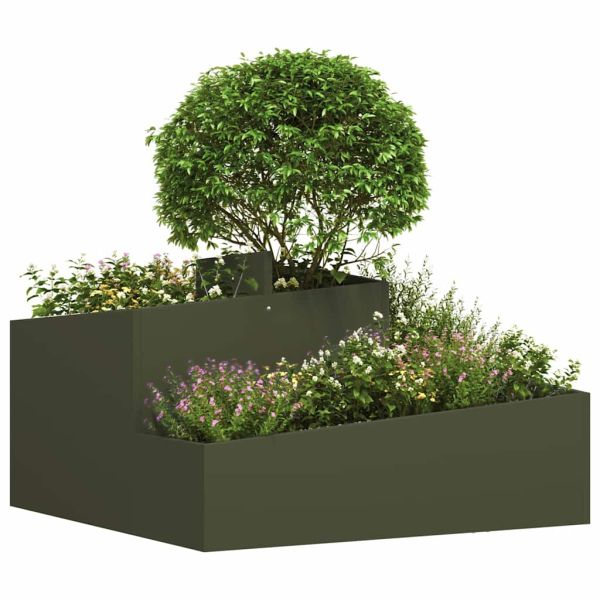 Градинска саксия Маслинено зелено 80 x 80 x 50 см