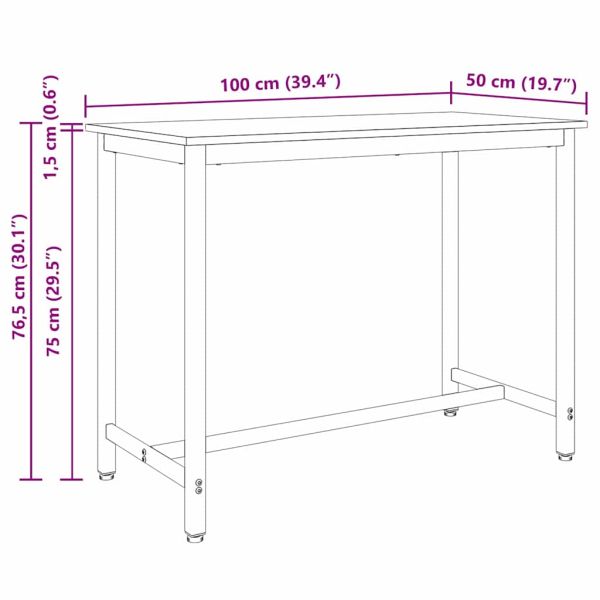 Маса Димян дъб 100 x 50 x 76,5 см Инженерна дървесина и стомана