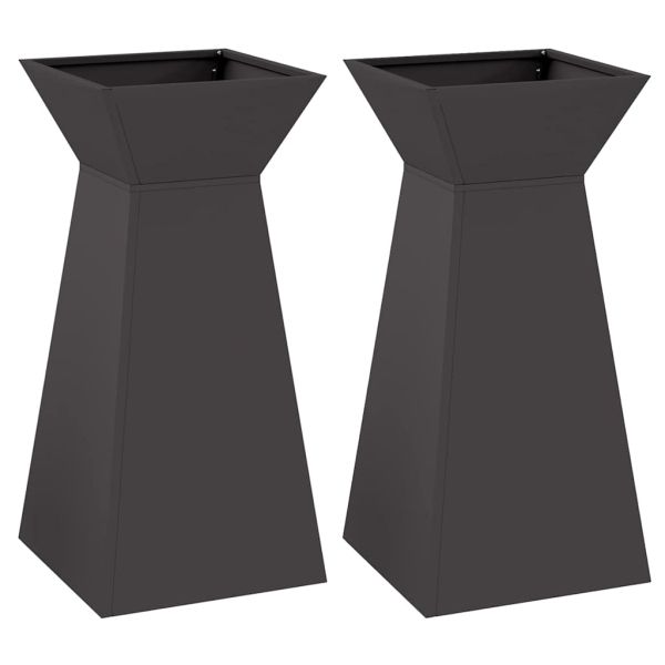 Саксия с колона 2 pcs Черно 35 x 35 x 73 см