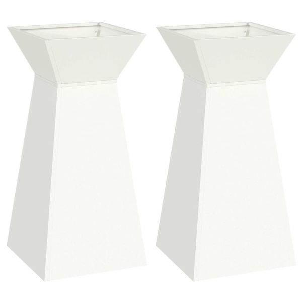 Саксия с колона 2 pcs Бяло 35 x 35 x 73 см