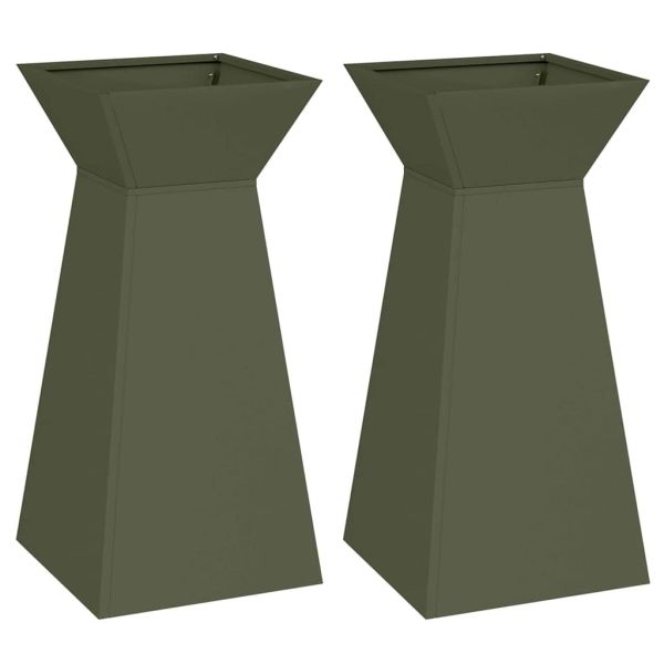 Саксия с колона 2 pcs Маслинено 35 x 35 x 73 см
