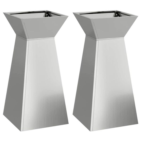 Саксия с колона 2 pcs Сребрист 35 x 35 x 73 см