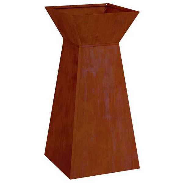 Саксия с колона Сребрист 35 x 35 x 73 см Патинираща стомана